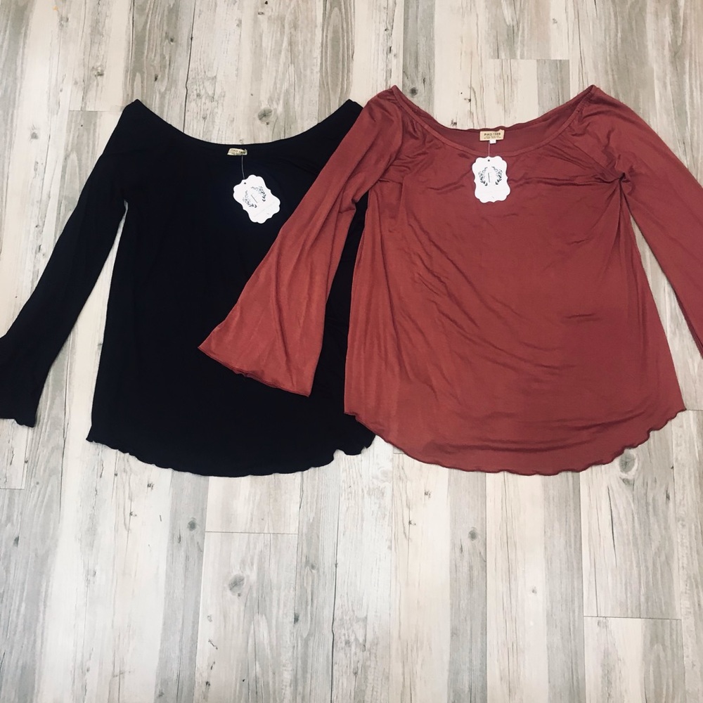 NWT The Perfect Piko off the shoulder blouse bundle sz small black maroon